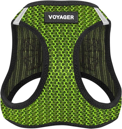 Voyager Step-in Air Dog Harness - All Weather Mesh, Reflective, No Pull Harness for Small, Medium Dogs, Cats - Secure with Hook & Loop Fastener, Buckle, Double D-Rings - Lime Green 2-Tone, S BestPetSuppliesLLC