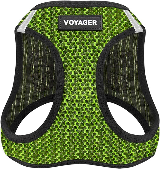 Voyager Step-in Air Dog Harness - All Weather Mesh, Reflective, No Pull Harness for Small, Medium Dogs, Cats - Secure with Hook & Loop Fastener, Buckle, Double D-Rings - Lime Green 2-Tone, S BestPetSuppliesLLC
