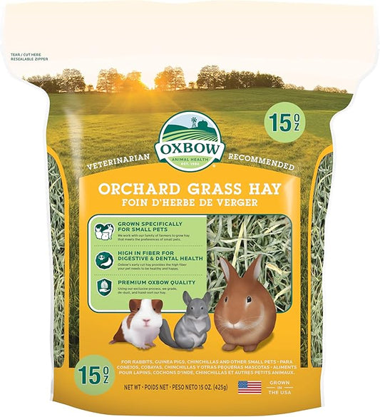 Oxbow Animal Health Orchard Grass Hay - All Natural Grass Hay for Chinchillas, Rabbits, Guinea Pigs, Hamsters & Gerbils - 15 oz. OxbowAnimalHealth
