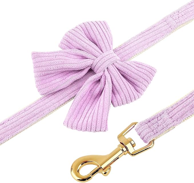 Didog Cute Small Dog Harness Collar & Leash Set, Adjustable Dog Collars and Leashes with Bowtie, Breathable Soft Mesh Padded Dog Vest for Puppies Small Dogs Walking, Purple, S Didog