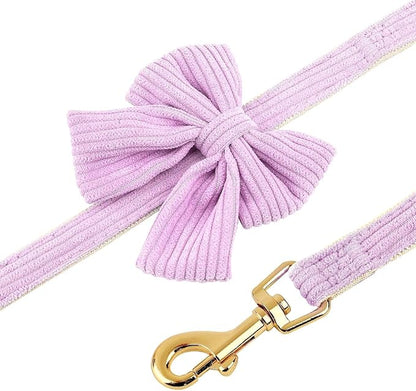 Didog Cute Small Dog Harness Collar & Leash Set, Adjustable Dog Collars and Leashes with Bowtie, Breathable Soft Mesh Padded Dog Vest for Puppies Small Dogs Walking, Purple, S Didog