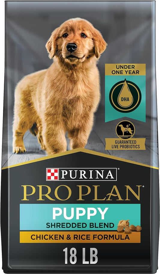 Purina Pro Plan High Protein Puppy Food Shredded Blend Chicken & Rice Formula - 18 lb. Bag - PAWPICO