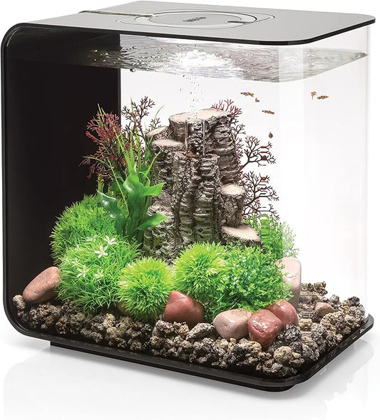 biOrb Flow 30 Acrylic 8-Gallon Aquarium with White LED Lights Modern Tank for Tabletop Display, Black biOrb