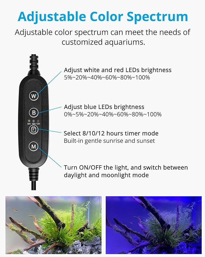 NICREW Full Spectrum Planted LED Aquarium Light, with Timer, for Freshwater Fish Tank, 48-60 Inch, 32 Watts NICREW