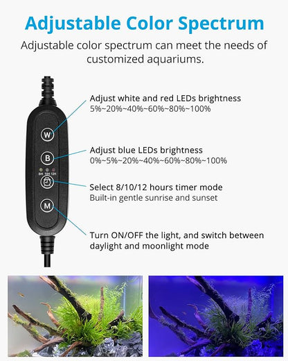 NICREW Aquarium Light, Full Spectrum Aquarium Light for Planted and Freshwater Tanks, Fish Tank Light with Wired Timer and Extendable Brackets, 30-36 Inch, 20 Watts NICREW