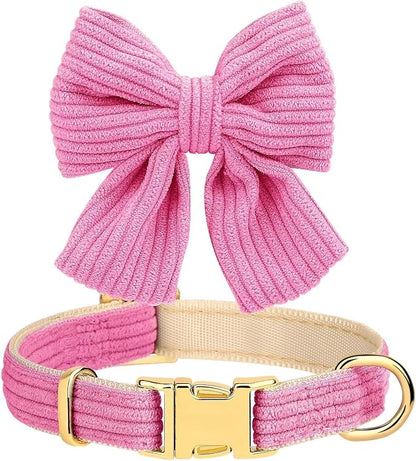 Didog Cute Small Dog Harness Collar & Leash Set, Adjustable Dog Collars and Leashes with Bowtie, Breathable Soft Mesh Padded Dog Vest for Puppies Small Dogs & Cats Walking, Hot Pink, S Didog