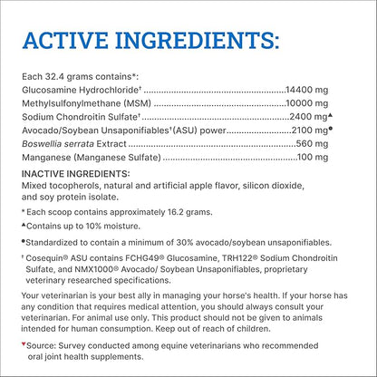 Nutramax Cosequin ASU Joint Health Supplement for Horses - Powder with Glucosamine, Chondroitin, ASU, and MSM, 500 Grams NutramaxLaboratories