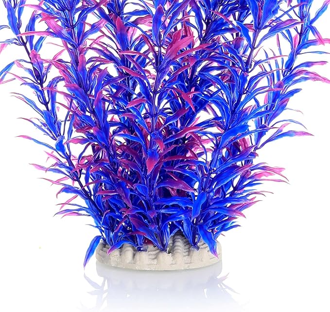 JIHAQUA Aquarium Decor Plastic Plants Extra Large 21 Inches Artificial Fish Tank Plants Tall Fish Tank Decorations (Purple 2pcs) JIHAQUA