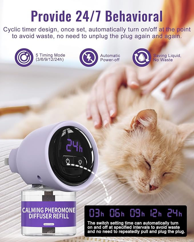 lesotc Cat Pheromones Calming Diffuser Effectively Relieve Anxiety Stress Cat Calming Diffuser Multicat Pheromones Diffuser Refill Reduce Fighting Spraying and Scratching Calm Relaxing Fits All Cats lesotcbrand