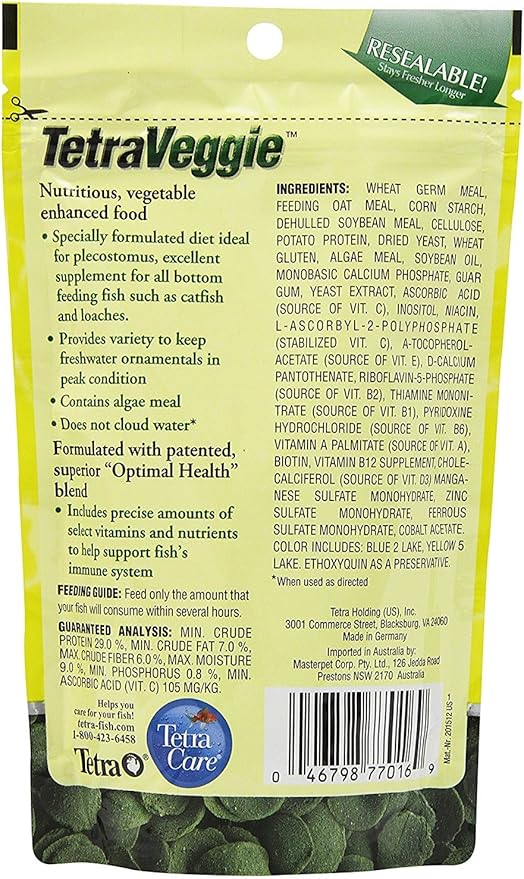 Tetra 77016 TetraVeggie Algae Wafers, 6-Ounce, 172-Gram Tetra