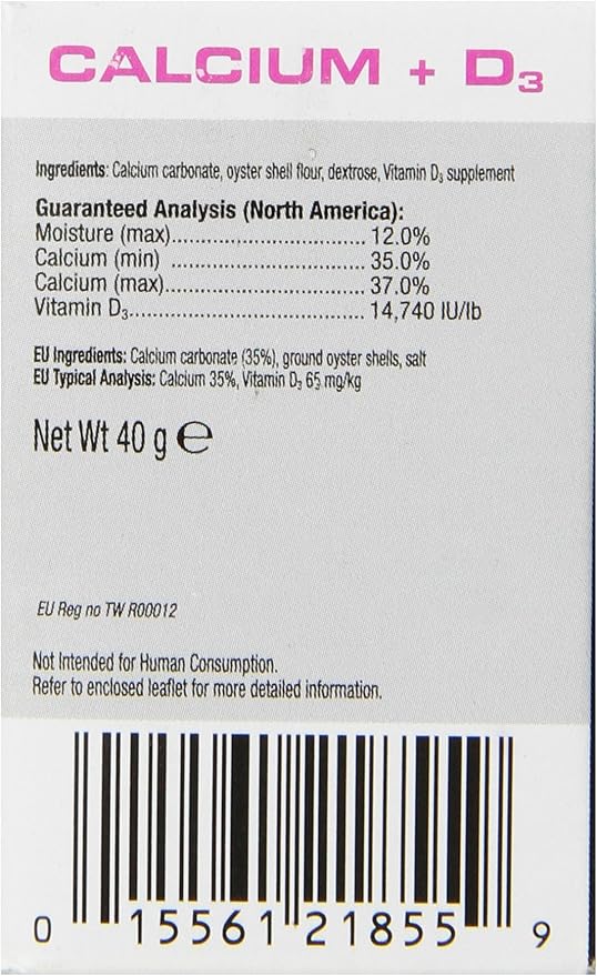 Exo Terra Calcium + D3 Powder: Ultra-fine, Phosphorus Free Formula Boosts Bone Health & Calcium Absorption Ideal for Insects, Fruits & Veggies 1.4 oz. ExoTerra