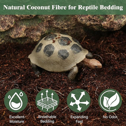 AQUA KT Reptile Natural Coconut Fiber Substrate Bedding Coco Coir Brick for Lizard Hermit Crab Snake Frog Spider Gecko Terrarium Bedding AQUAKT