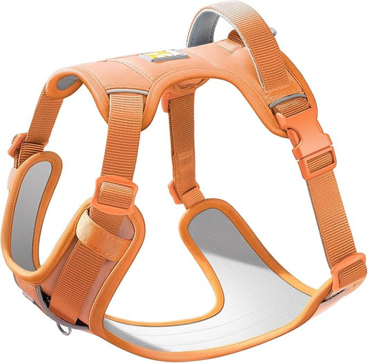 Core Dog Harness with Handle and Pocket, Sliver ion Inner Fabric, Wear-Resistant Shell Fabric, Reflective and Soft Padded (Coral Orange, Size Medium) WOOFO