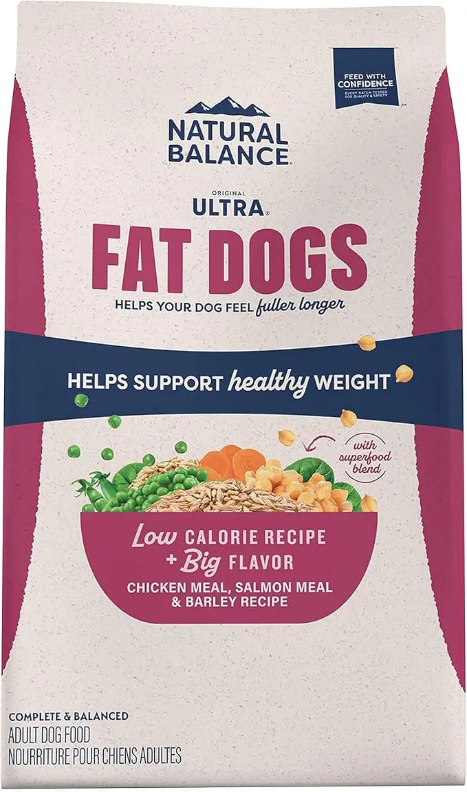 Natural Balance Original Ultra Fat Dogs Chicken Meal, Salmon Meal & Barley Recipe Low Calorie Dry Dog Food, 11 Pounds - PAWPICO