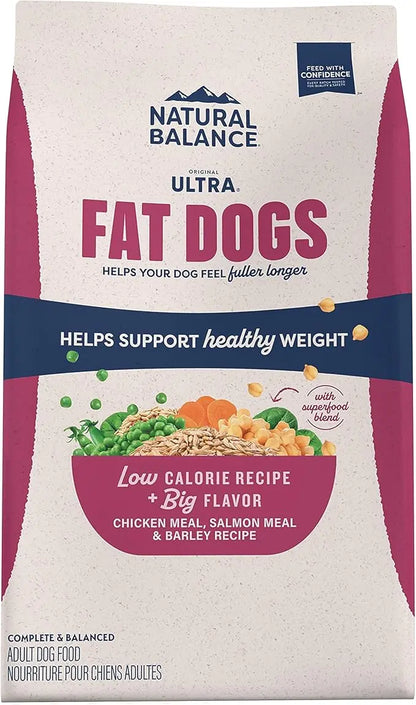 Natural Balance Original Ultra Fat Dogs Chicken Meal, Salmon Meal & Barley Recipe Low Calorie Dry Dog Food, 11 Pounds - PAWPICO