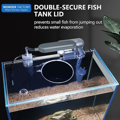 3 Gallon Aquarium Betta Fish Tank Starter Kit, Including Heater Self Cleaning Filter Light Rocks Gravel Cleaning Tool Set, HD Float Glass Small Fish Bowl Christmas Birthday Gift Present WONDERFACTORY