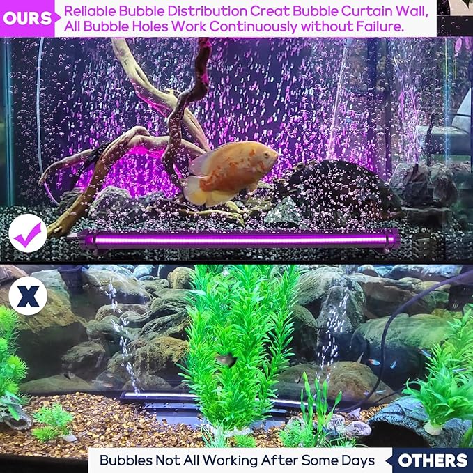 LED Fish Tank Aquarium Light: Fish Tank Bubbler Light with Air Hole - RGB Color Changing Brightness Adjustable IP68 Waterproof Remote Control LED Light for Large Gallon Aquarium Fish Tank SZMINILED