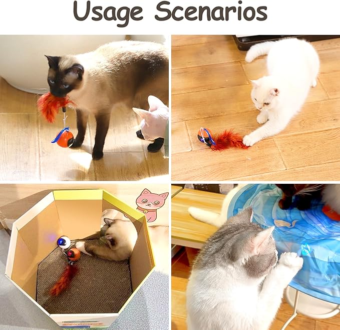 Migipaws Interactive Cat Ball Toy Set, Fun Tracker, Automatic Rolling Chase Ball with Fluffy Tail, A Small Mice, Rechargeable（White） - PAWPICO