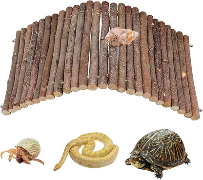 Hermit Crab Climbing Toys, Wooden Hermit Crab Hideout, Reptile Tank Habitat Decor, Bendable Ladder Bridge Tunnel Toys for Lizard Chameleon Hamster Rats Chinchilla Guinea Pig Rabbit Bearded Dragon Dnoifne