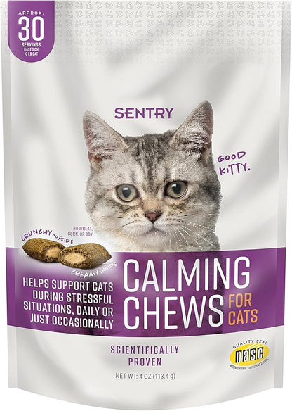 Sentry Calming Chews for Cats, Calming Aid Helps to Manage Stress & Anxiety, With Pheromones That May Help Curb Destructive Behavior & Separation Anxiety, Calming Health Supplement for Cats, 4 oz. Sentry