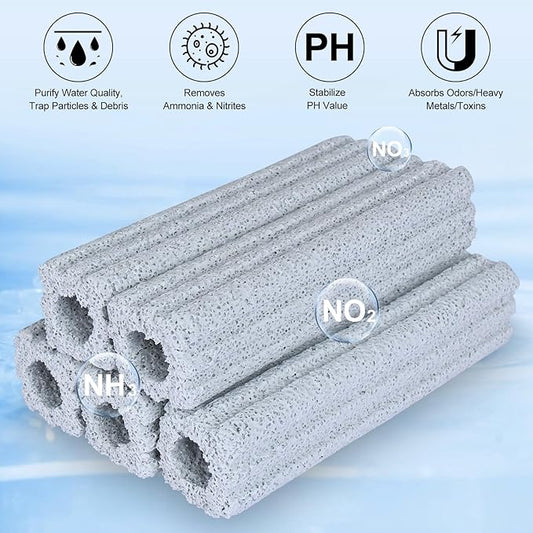 Ceramic Bio Filter Media for Aquarium Sump Canister Pond Fish Tank, Vast Surface Area (6.2" Length / 90pcs) RealPlus