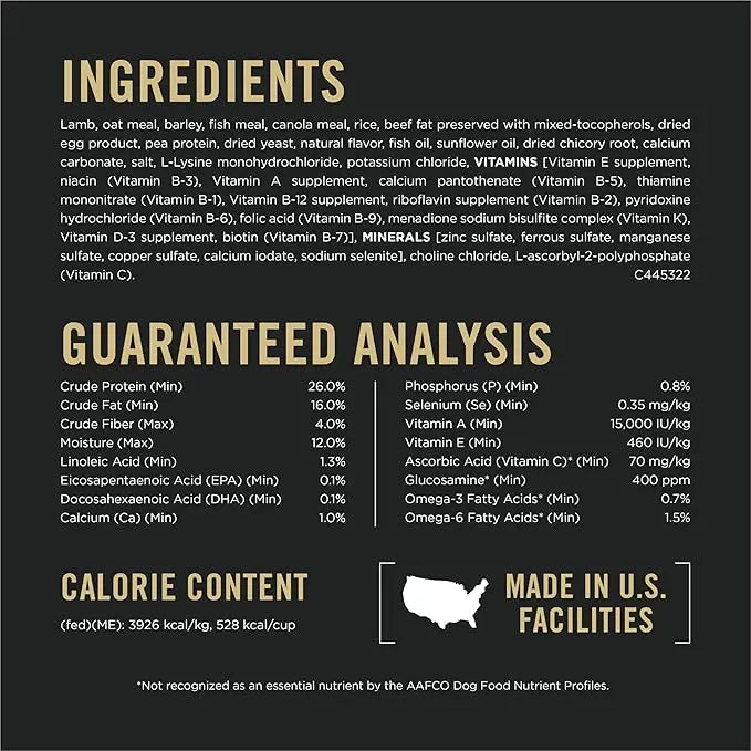 Purina Pro Plan Sensitive Skin and Sensitive Stomach Dog Food Lamb and Oat Meal Formula - 4 lb. Bag - PAWPICO