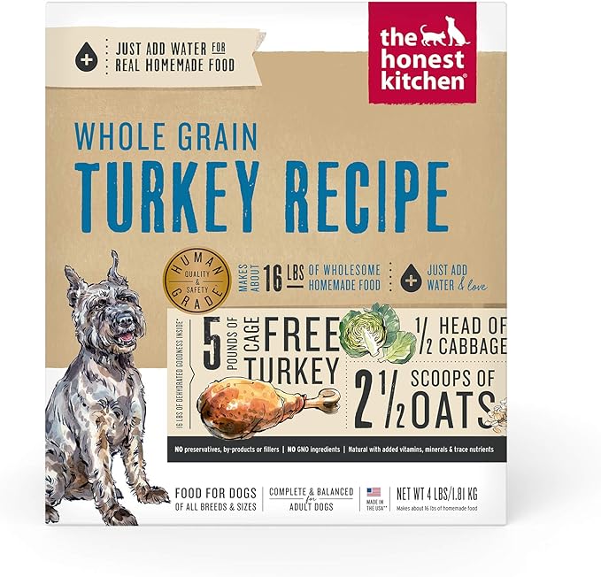 The Honest Kitchen Dehydrated Whole Grain Turkey Dog Food, 4 lb Box - PAWPICO