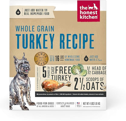 The Honest Kitchen Dehydrated Whole Grain Turkey Dog Food, 4 lb Box - PAWPICO