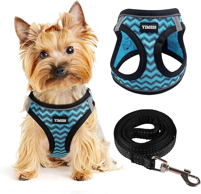 Dog Harness for Small Dogs, Small Dog Harness and Leash Set, Honeycomb Grid, Reflective Lightweight Harness & Anti-Twist Pet Lead,Dog Harness(Multi Color, Size: XS-S-M) (S, Blue) PAWPICO