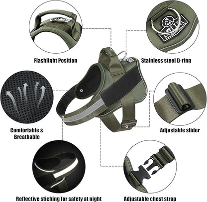 Bolux Dog Harness, No-Pull Reflective Dog Vest, Breathable Adjustable Pet Harness with Handle for Outdoor Walking - No More Pulling, Tugging or Choking Bolux