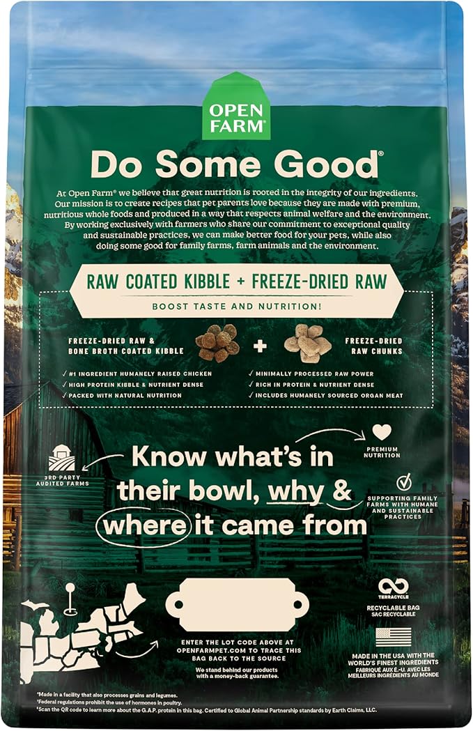 Open Farm RawMix Ancient Grains Prairie Recipe for Dogs, Includes Kibble, Bone Broth, and Freeze Dried Raw, Inspired by The Wild, Humanely Raised Protein and Non-GMO Fruits and Veggies, 20 lb - PAWPICO