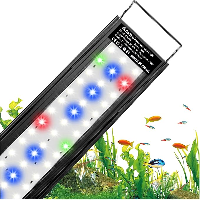 Aquarium LED Light Full Spectrum Fish Tank Lights White Blue Red Green Multi-Color LEDs Extendable Aquarium Light for 12 Inch to 18 Inch Fish Tanks DaToo