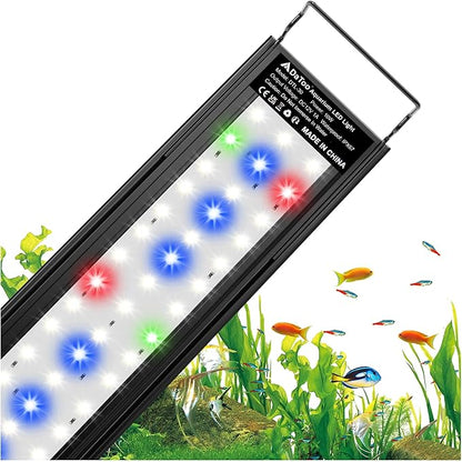 Aquarium LED Light Full Spectrum Fish Tank Lights White Blue Red Green Multi-Color LEDs Extendable Aquarium Light for 12 Inch to 18 Inch Fish Tanks DaToo