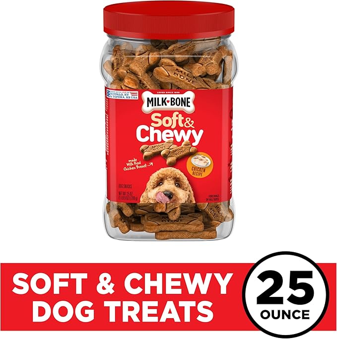 Milk-Bone Soft & Chewy Dog Treats, Chicken Recipe With Chicken Breast, 25 Ounce Container - PAWPICO