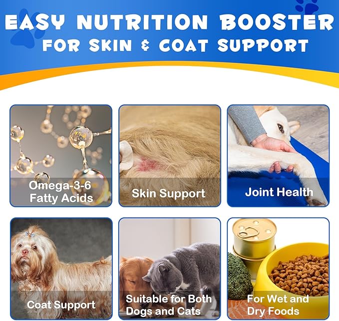 Alaskan Salmon Oil for Dogs, Omega 3 Fish Oil with Natural EPA+DHA Fatty Acids for Skin, Joints, Coat Health, Dog Skin and Coat Fish Oil Liquid Supplement, All Ages All Breeds 8.8fl.oz. FANGCUN