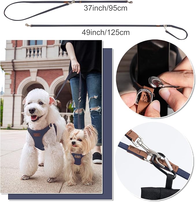 Puppytie No Pull Dog Harness with Multifunction Dog Leash,Soft Adjustable No Choke Escape Proof Pet Harness Vest for Medium Dogs or Large Dogs,Navy,M - PAWPICO