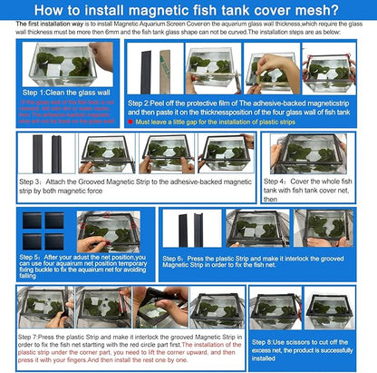 Magnetic Aquarium Cover lid Fish Tank lid Anti-Jumping net Cover mesh Terrarium lid Aquarium Hood (Big Size DIY Cover lid) NestBasics