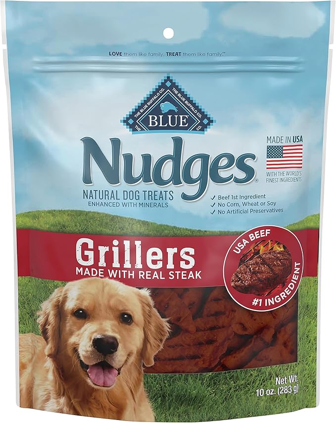 Blue Buffalo Nudges Grillers Natural Dog Treats, Steak, 10oz - PAWPICO