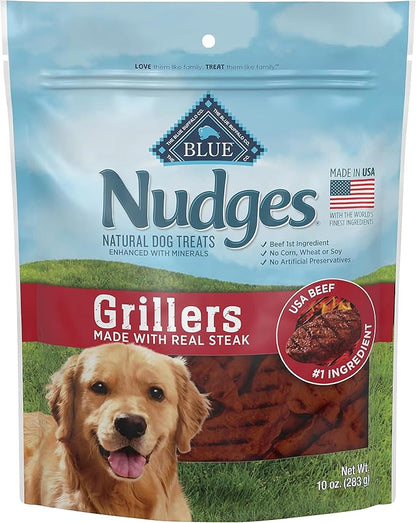 Blue Buffalo Nudges Grillers Natural Dog Treats, Steak, 10oz - PAWPICO