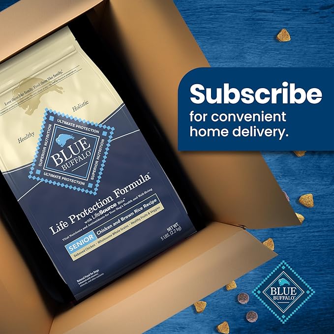 Blue Buffalo Life Protection Formula Senior Dry Dog Food, Supports Joint Health and Mobility, Made with Natural Ingredients, Chicken & Brown Rice Recipe, 5-lb. Bag - PAWPICO