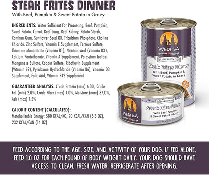 Weruva Classic Dog Food, Steak Frites with Beef, Pumpkin & Sweet Potato in Gravy, 5.5oz Can (Pack of 24) - PAWPICO