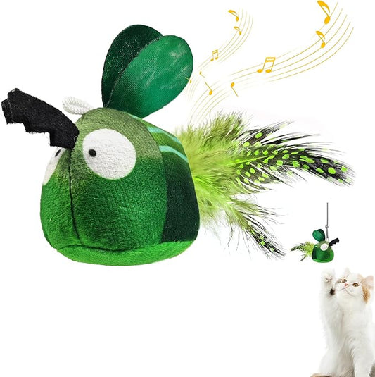 Chirping Cat Toys Hanging Cat Feather Toy - Catnip Interactive Cat Toys for Indoor Cats - Automatic Cat Toy for Cat Exercise & Kicker to Self Play (Green Pangpang) - PAWPICO