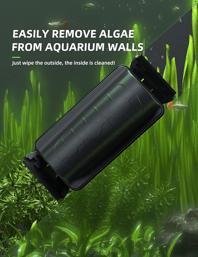 Jasonwell Magnetic Aquarium Fish Tank Cleaner Magnet Scraper for Glass Aquariums Cleaning Tools Scrubber Floating Brush (XL) Jasonwell