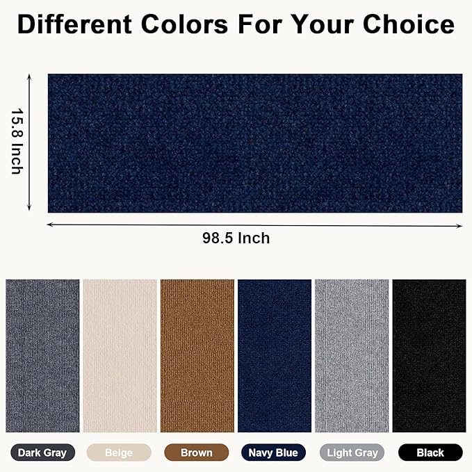 Cat Scratch Furniture Protector Pads with Self-Adhesive Backing, 98.5"X15.8" Navy Blue Randomly Cutting Trimmable Cat Scratch Carpet Mat Post Tree Shelves Cover Replacement for Sofa,Couch,Door,Corner - PAWPICO