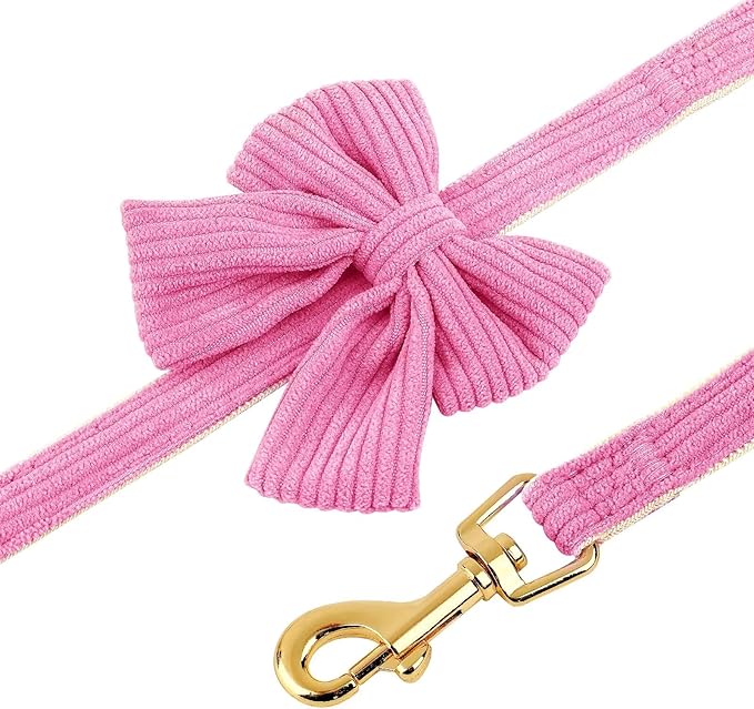 Didog Cute Small Dog Harness Collar & Leash Set, Adjustable Dog Collars and Leashes with Bowtie, Breathable Soft Mesh Padded Dog Vest for Puppies Small Dogs & Cats Walking, Hot Pink, S Didog