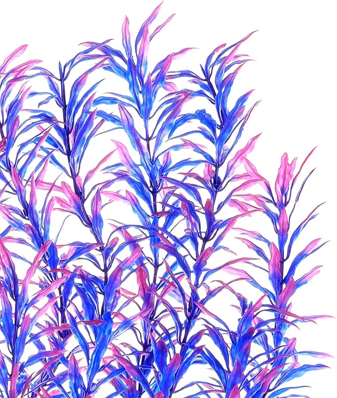 JIHAQUA Aquarium Decor Plastic Plants Extra Large 21 Inches Artificial Fish Tank Plants Tall Fish Tank Decorations (Purple 2pcs) JIHAQUA