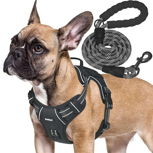 Heavy Duty Tactical Dog Harness for Small Dogs, No Pull Adjustable Pet Harness Reflective Service Training Easy Control Pet Vest Military K9 Working Dog Harnesses- Small, Black Beebielove