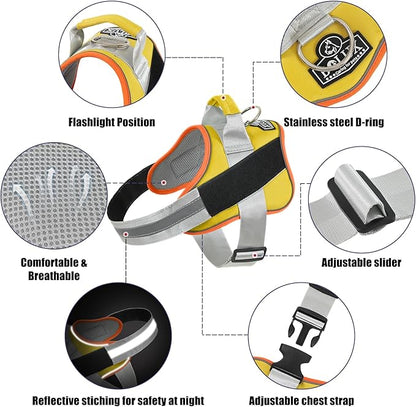 Bolux Dog Harness, No-Pull Reflective Dog Vest, Breathable Adjustable Pet Harness with Handle for Outdoor Walking - No More Pulling, Tugging or Choking (X-Large (Pack of 1), YellowOrange) Bolux