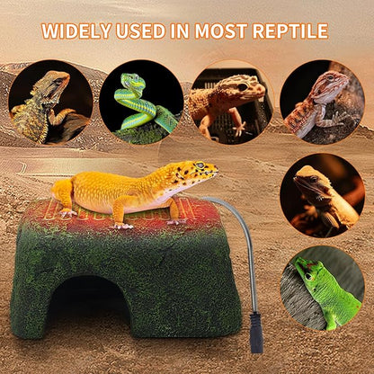 Heated Reptile Rock Cave, Reptile Hides and Caves, Heating Rock for Reptile Tank Decor for Small Reptile Hide with Heated Basking Platform for Lizards, Snake, Leopard Gecko, Reptiles Amphibians Gribouillage