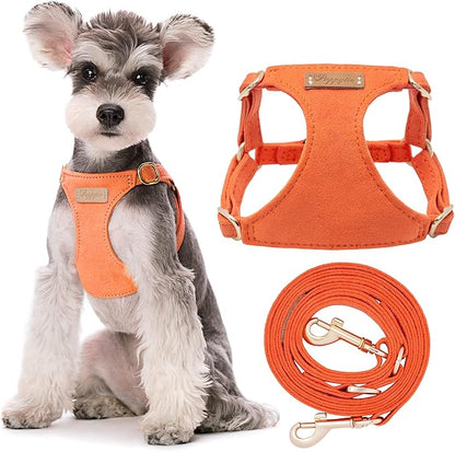 Puppytie No Pull Small Dog Harness with Multifunction Dog Leash,Lightweight Soft Adjustable No Choke Escape Proof Pet Harness Vest Pet Harness Vest,Orange,S Puppytie